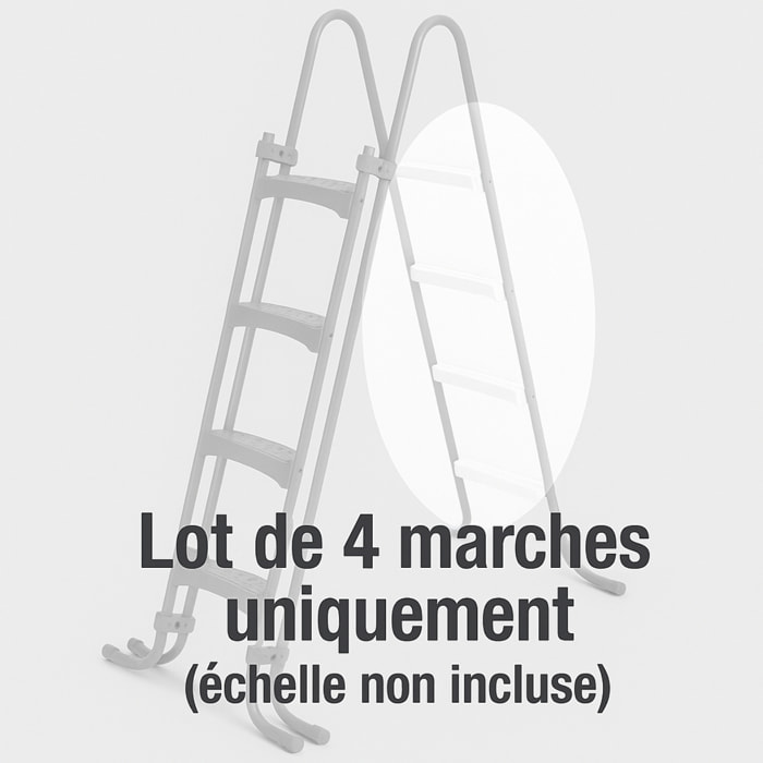 Lot de 4 échelons Blancs d'échelle de piscine + visserie - Module de remplacement