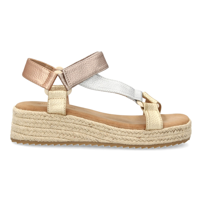 Sandalias planas de yute para mujer, diseño moderno y elegante, comodas con cierre autoadherente