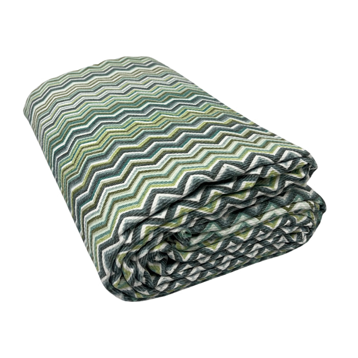 Copriletto Piquet 100% Cotone Made in Italy Fantasia Chevronne Disegno Baia Verde