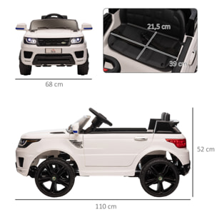 Coche Eléctrico SUV para Niños de 3-6 Años con 2 Motores 12V 110x68x52 cm Blanco