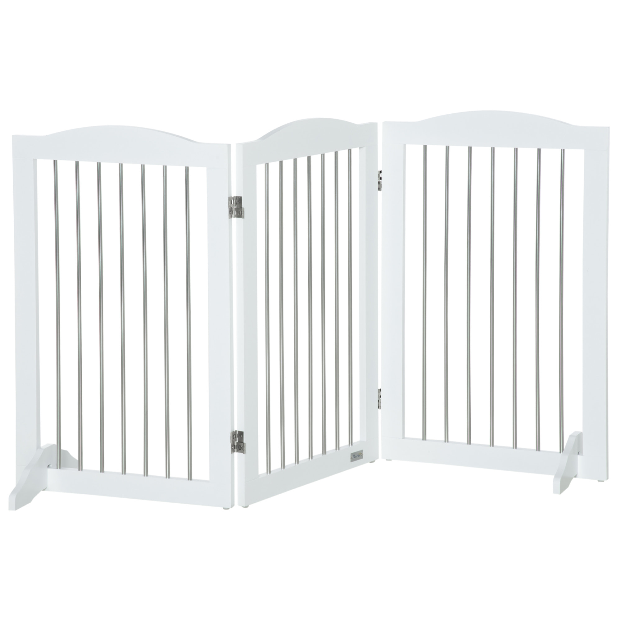 Barrera de Seguridad para Perros Plegable 154x30x80 cm con Soporte de Pie Blanco