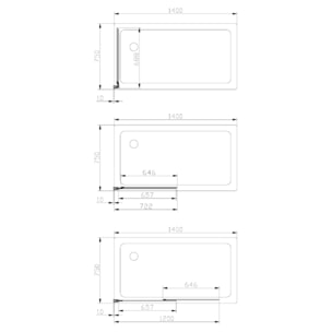 Swiss Aqua Technologies Vision 140x120 cm pare-baignoire coulissant en verre, traitement Easy Clean, noir (SATVZVI120CT)