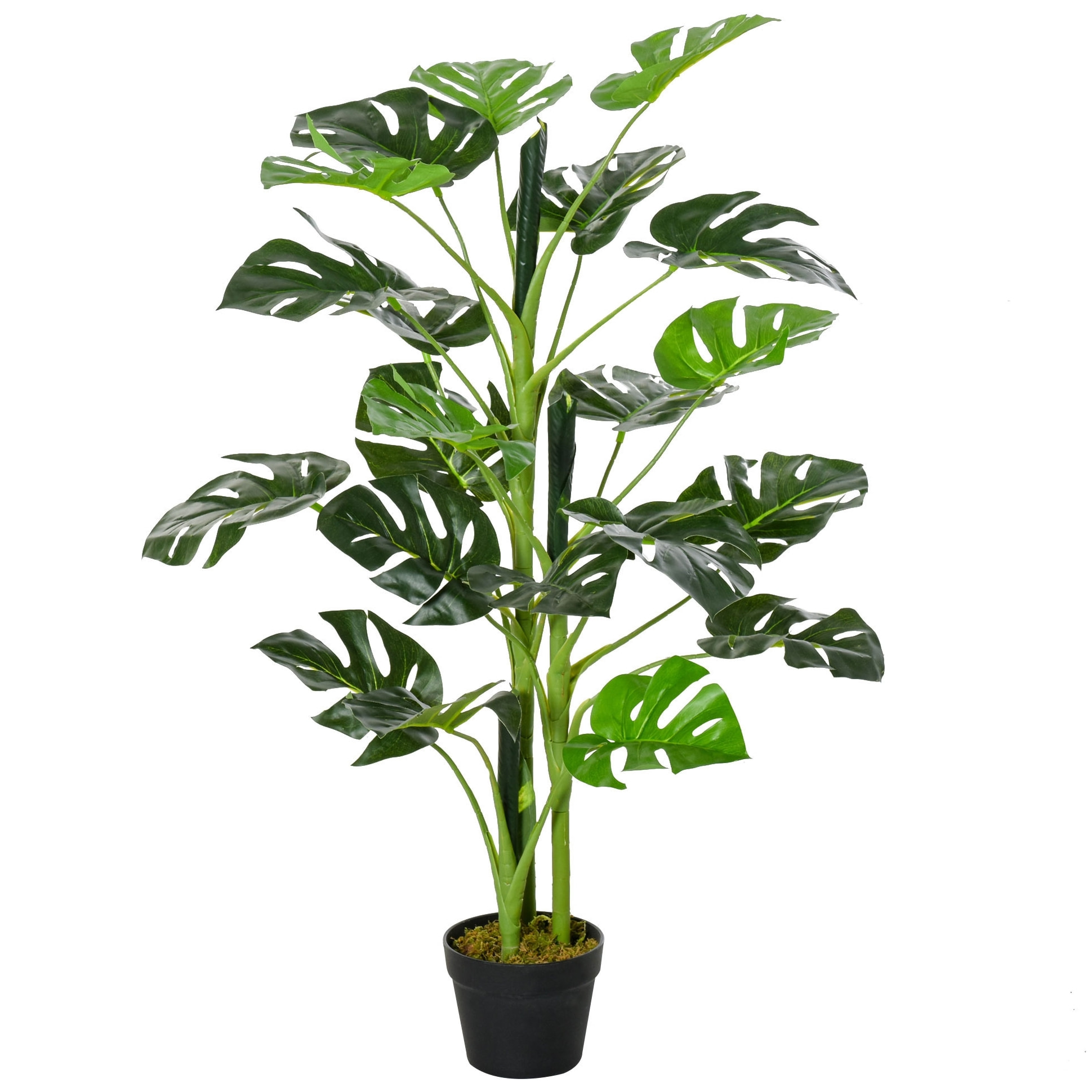 Arbre artificiel plante artificielle Monstera H. 100 cm tronc branches lichen feuilles de tortue grand réalisme pot inclus