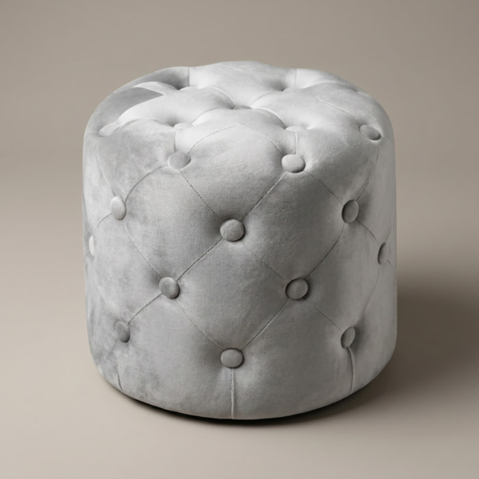Pouf Poggiapiedi in Velluto Capitonné, Pouf Contenitore Design Moderno, Seduta Imbottita Multiuso per Soggiorno Camera da Letto Living, Complemento d’Arredo Elegante Stile Contemporaneo
