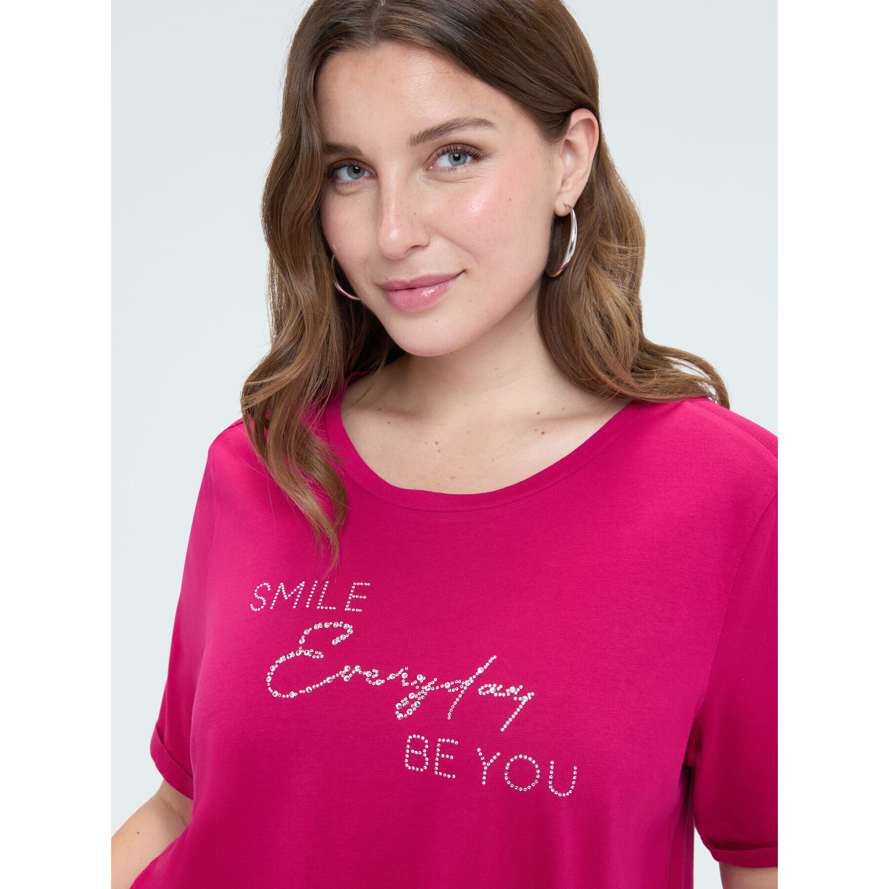 Fiorella Rubino - T-shirt in cotone con scritta motivazionale - Fucsia