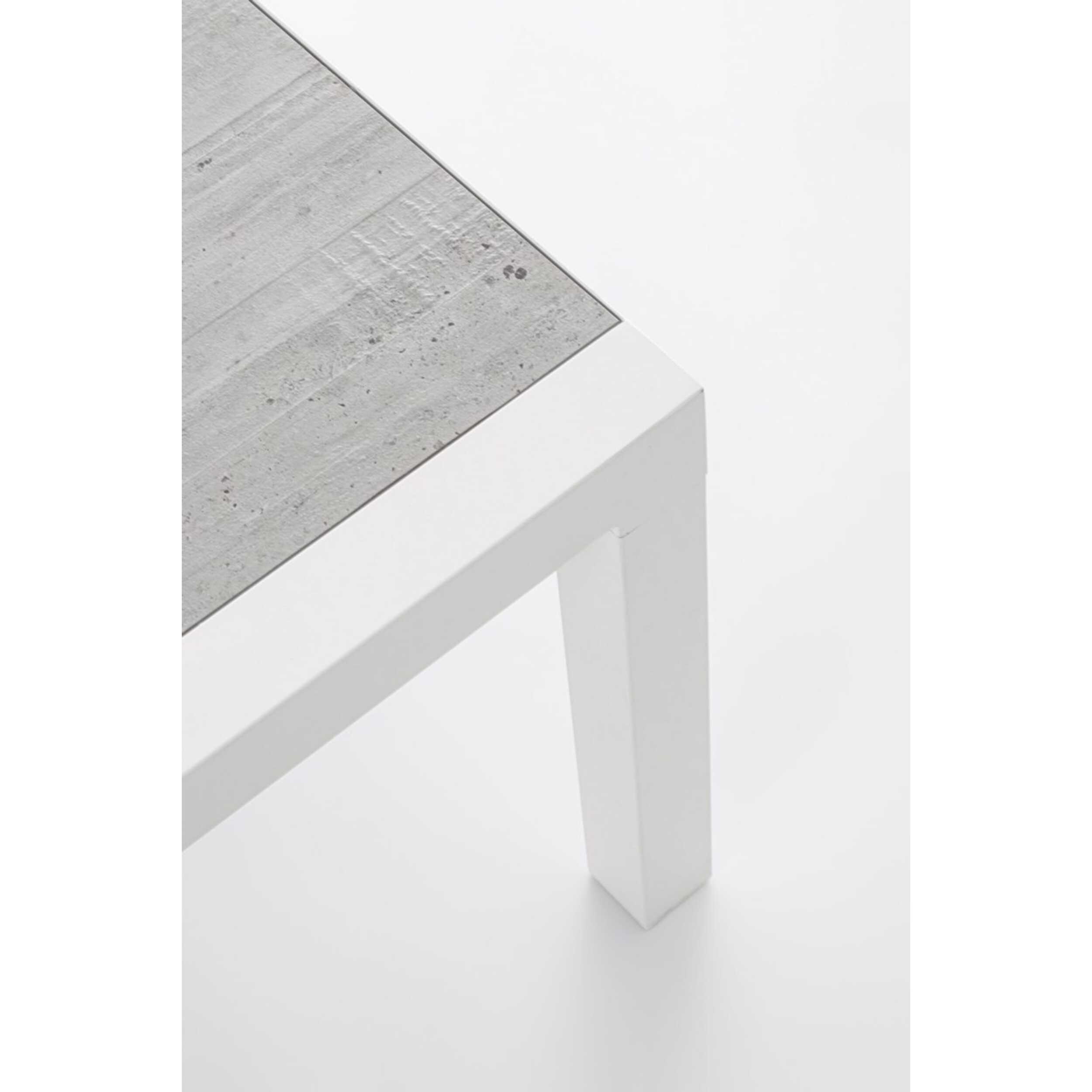 Tavolino da giardino OVIEDO con piano in ceramica e struttura in alluminio bianco, 120×70 cm