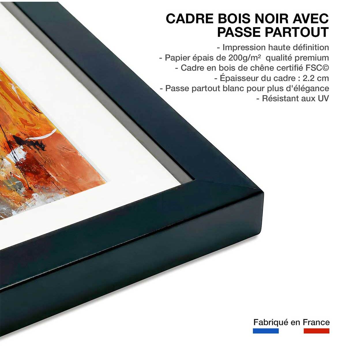 Affiche abstraite terre d' ocre et de sienne Affiche sous cadre noir