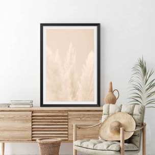 Affiche  scandi  de roseaux Affiche + cadre en bois - Noir