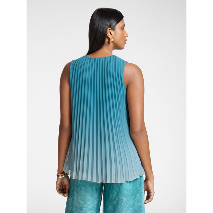 Elena Mirò - Top plisado de color degradado - Green Water