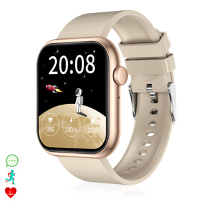 Smartwatch QX7 Pro Chiamate Bluetooth, più di 100 modalità sportive. Monitor per cuore, O2, glucosio e pressione arteriosa.