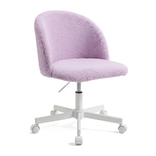 Silla de escritorio tapizada en borreguito lila claro 76-89,5 cm Candy Lila Claro
