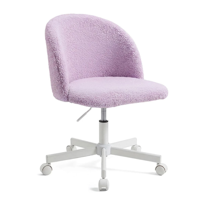 Silla de escritorio tapizada en borreguito lila claro 76-89,5 cm Candy Lila Claro