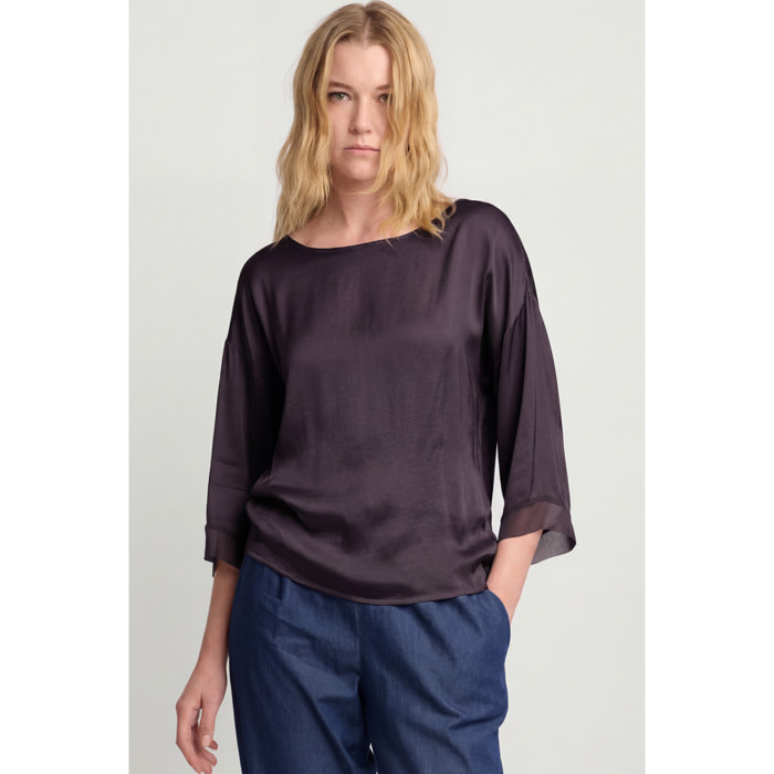 Kocca - Blusa a maniche lunghe in viscosa Donna, Tinta unita, Girocollo