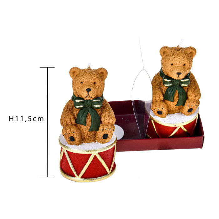 Cand. Orsetti Natalizi 2 Pz H. - Pezzi 2 - Colore Rosso - 15x11,5Hx7,5cm - Bianchi Dino