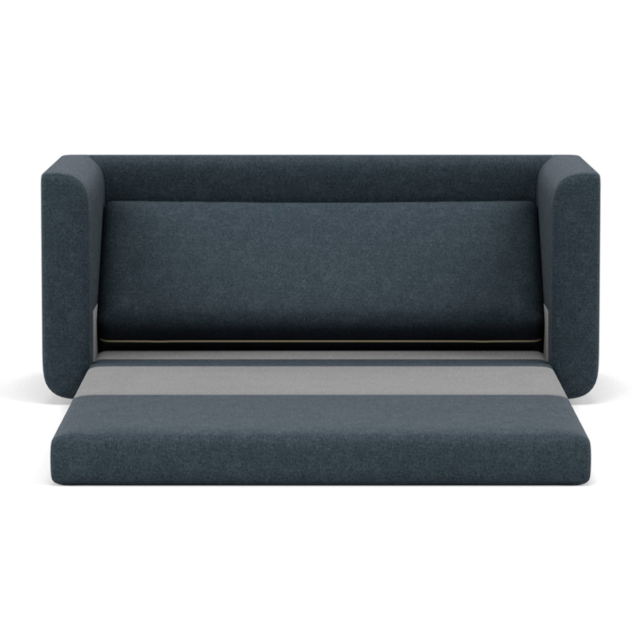 Isana - Canapé 2 places convertible déplimousse avec accoudoirs incurvés en tissu - Bleu