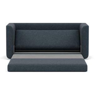 Isana - Canapé 2 places convertible déplimousse avec accoudoirs incurvés en tissu - Bleu
