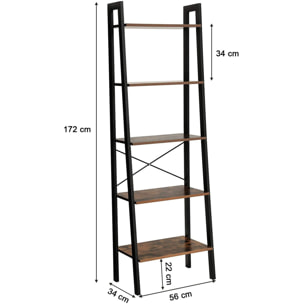 Libreria a Scala Industrial LLS45X in Legno e Metallo