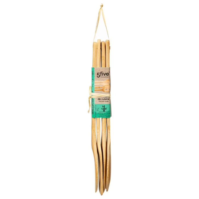 4 ustensiles de cuisine bambou 30cm