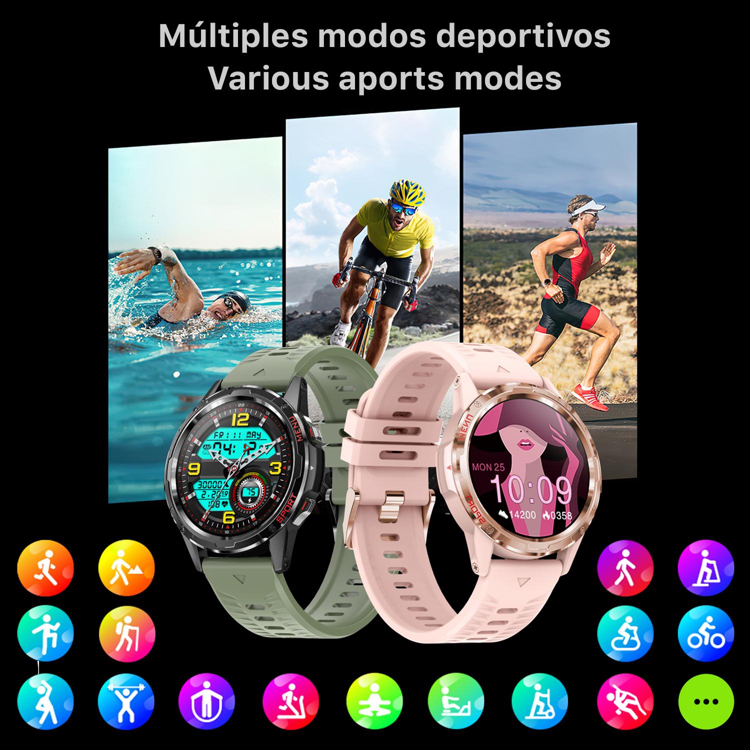 Smartwatch H70 con cardiofrequenzimetro e misuratore di pressione. Più di 20 modalità sportive, notifiche delle app.