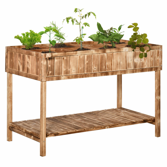 Huerto Urbano Elevada de Madera Cultivo con Estante 120x60x81 cm Carbanizado