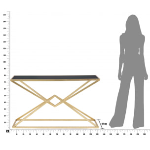 Consolle, Ferro e Vetro, Colore Oro, Misure: 130 x 40 x 75 cm