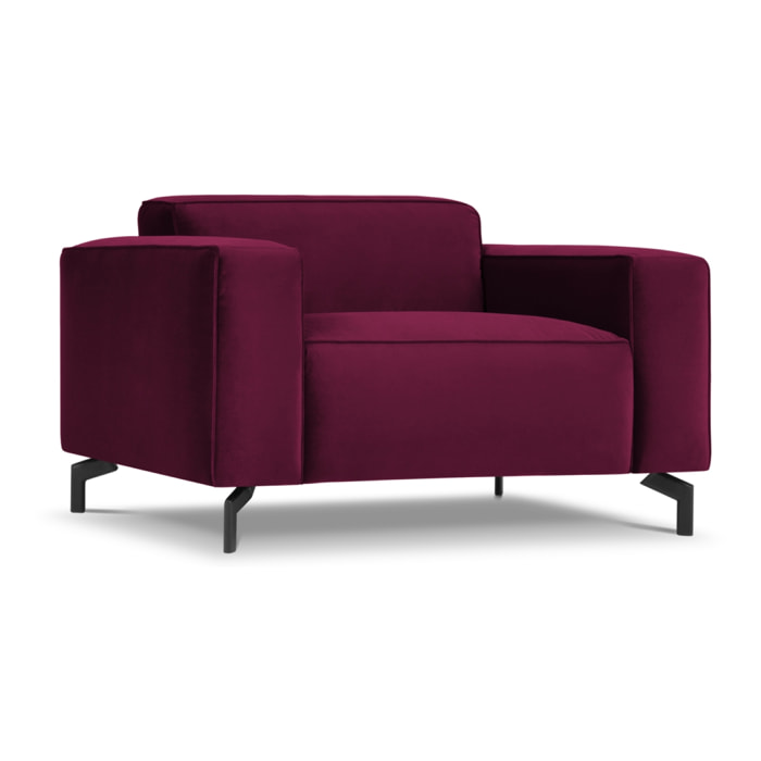 Fauteuil xl "Paradis" en velours rouge foncé