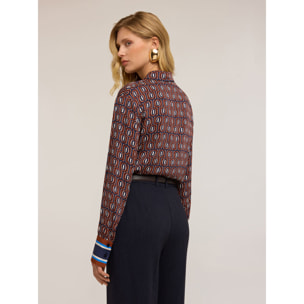 Motivi - Camicia in raso fantasia geometrica - Bordeaux