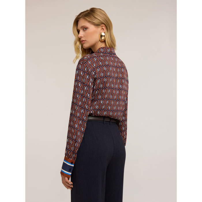 Motivi - Camicia in raso fantasia geometrica - Bordeaux