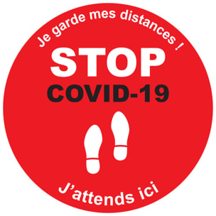 Sticker Sol avec laminat de Protection en Plastique Anti-dérapant | Stickers adhésif Sol - SOL STOP COVID-19 - 1 sticker