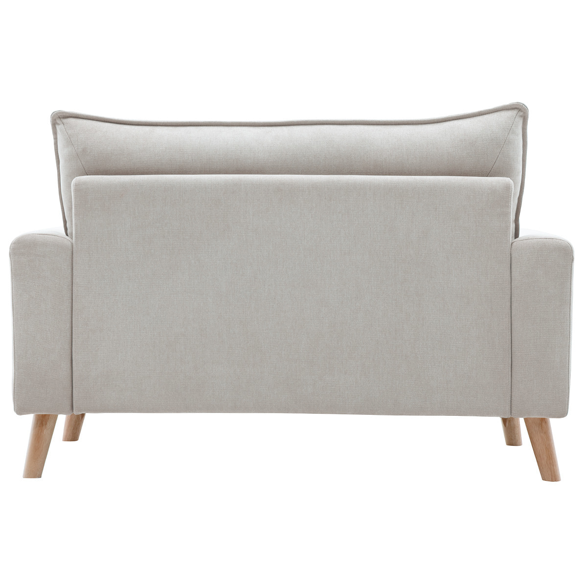 Canapé scandinave 2 places en tissu effet velours beige naturel et bois clair JONAS