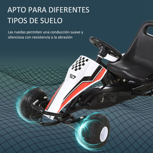 Go Kart a Pedales para Niños de +3 Años Coche de Pedales Infantil con Asiento Ajustable y Freno de Mano 104x66x57 cm Blanco y Negro