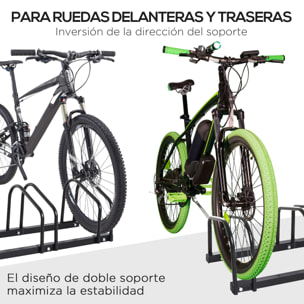 Aparcamiento para 4 Bicicletas Soporte de Acero para Aparcar Bicicletas en el Suelo o Pared Estacionamiento para Interior y Exterior 110x33x27 cm Negro