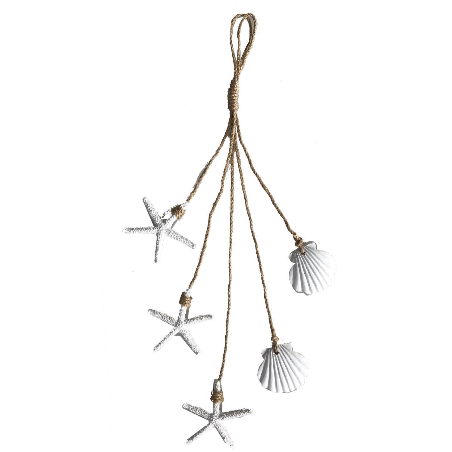 Decorazione in resina con stelle e conchiglie bianco cm40x6h1