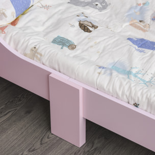 Lit enfant - lit d'enfant design princesse motif couronne - sommier à lattes inclus - MDF contre-plaqué rose