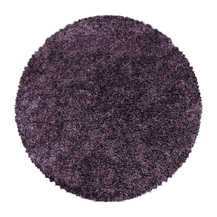 SYDNEY - Tapis shaggy uni rond à poils longs violet - SYD3000VIO