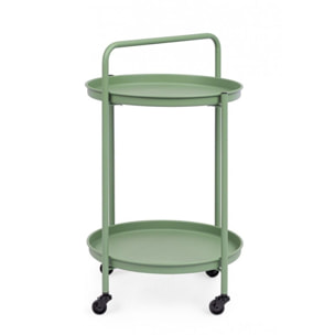 Carrello pieghevole AUSTIN in acciaio verde, con vassoio