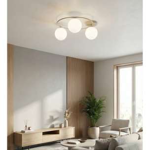 Lampada a sospensione SOPRA con sfere in vetro bianco opale