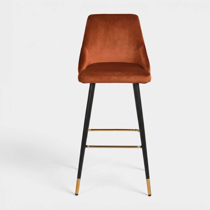 Lot de 2 chaises de bar 78 cm en velours terracotta - Aristote