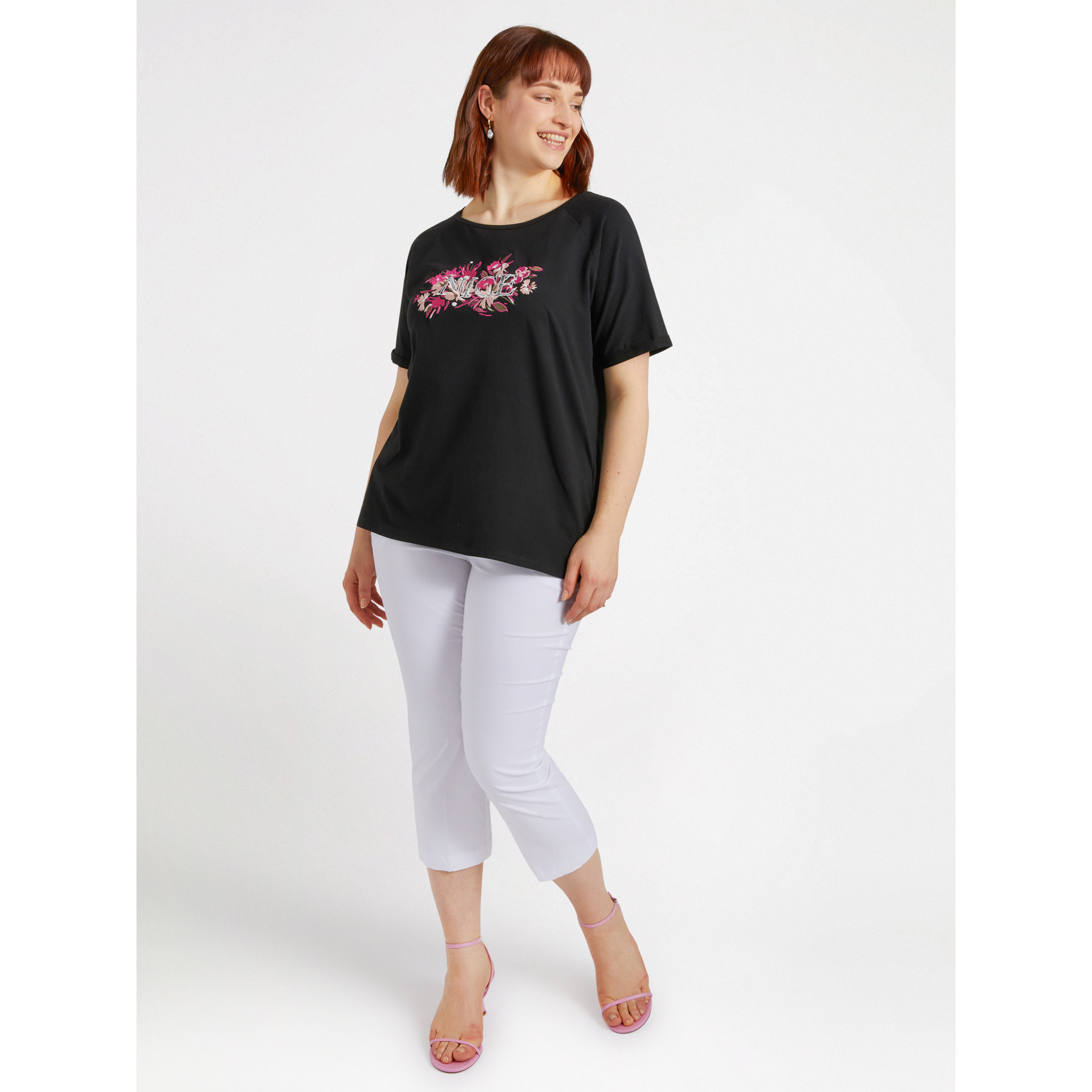 Fiorella Rubino - Camiseta con escritura de lentejuelas - Negro