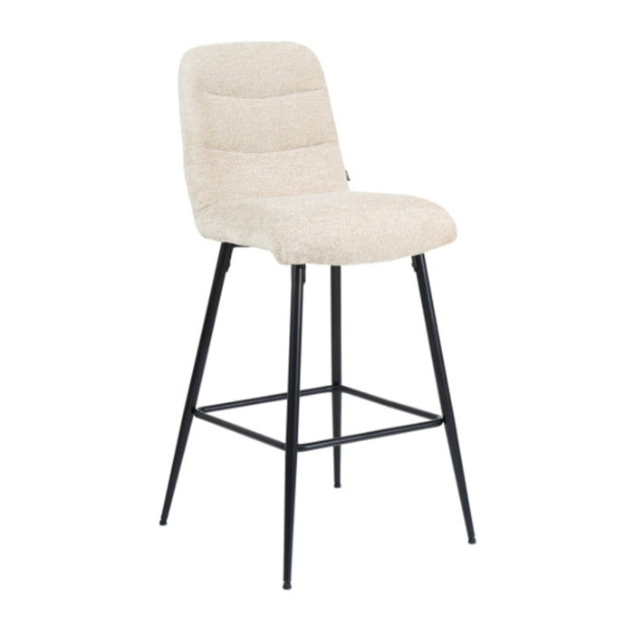 Tabouret de bar rembourré en tissu avec pied métal noir - LILA