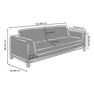 Copridivano 2 Posti Elasticizzato In Tinta Unita Per Divani Lineari e Componibili Modello Perfetto Grigio Scuro
