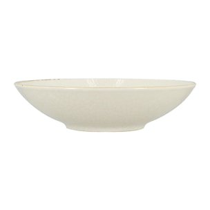 Lot de 6 assiettes creuses en porcelaine blanche et liseré beige 21cm NUANCE