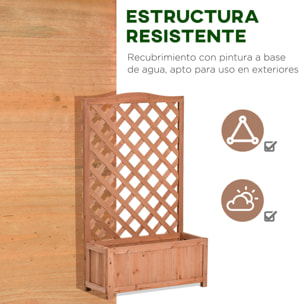 Jardinera con Enrejado de Madera Maciza Arriate Macetero con Soporte para Trepadora Cultivos Plantas Flores para Terraza Jardín Exterior 70x28x117 cm Marrón