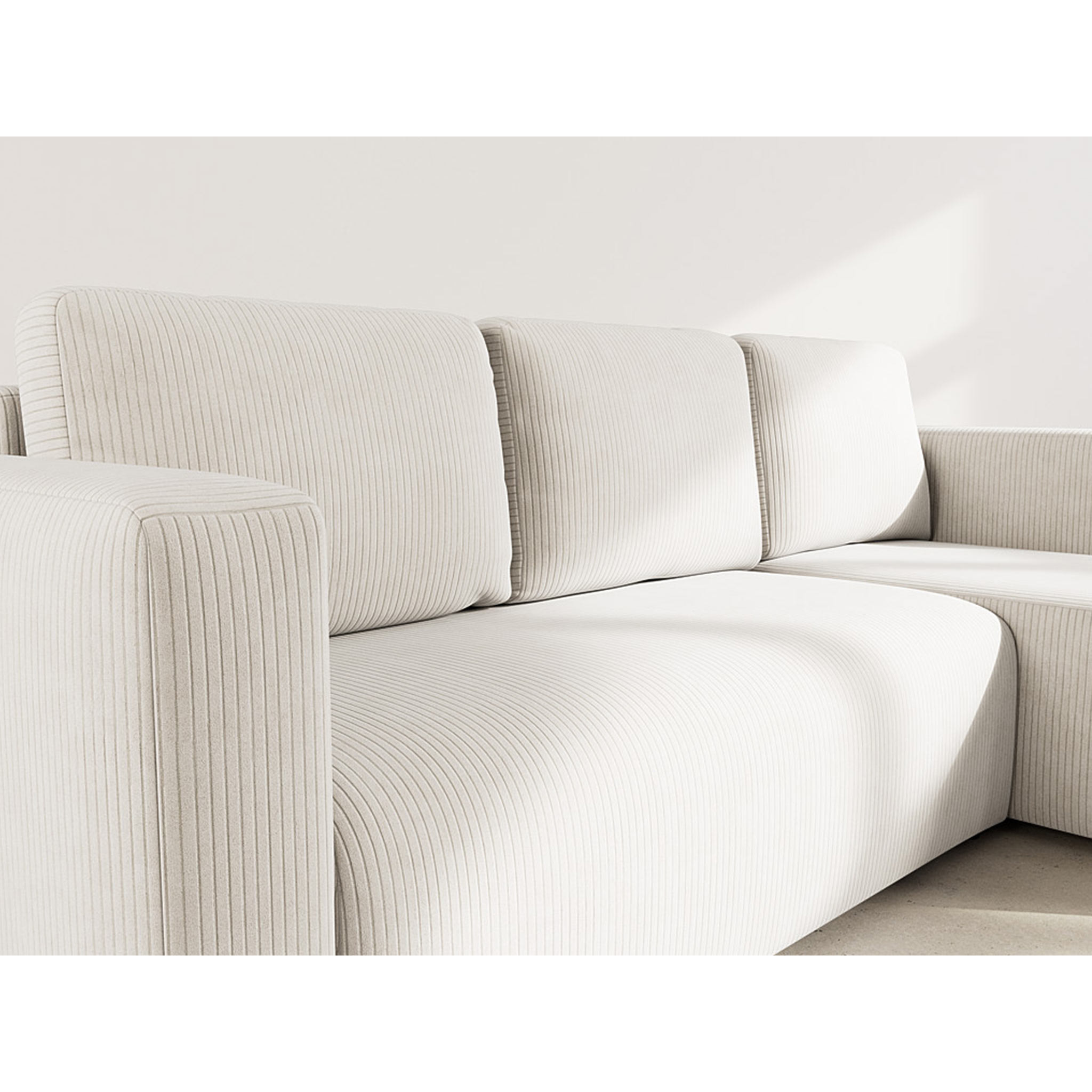 Canopy - canapé d'angle réversible 4 places convertible avec coffre en velours côtelé - Beige