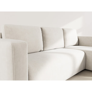 Canopy - canapé d'angle réversible 4 places convertible avec coffre en velours côtelé - Beige