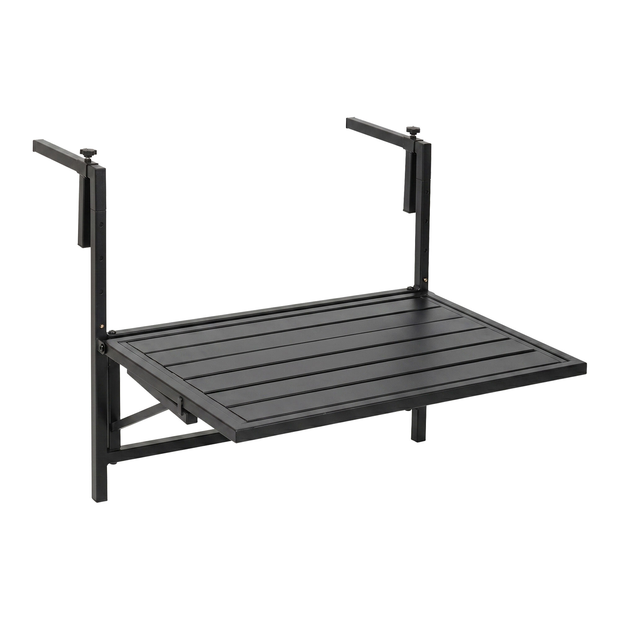 Etè - Tavolino Da Ringhiera Pieghevole 60x63x56 cm Mensola Sospesa da Esterno In Metallo Nero