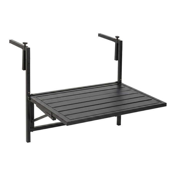 Etè - Tavolino Da Ringhiera Pieghevole 60x63x56 cm Mensola Sospesa da Esterno In Metallo Nero