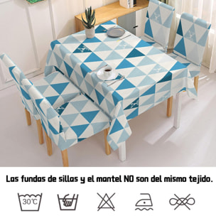 DAM Mantel impermeable de 140x220cm y 6 fundas de silla. 220x140x1 Cm. Color: Azul