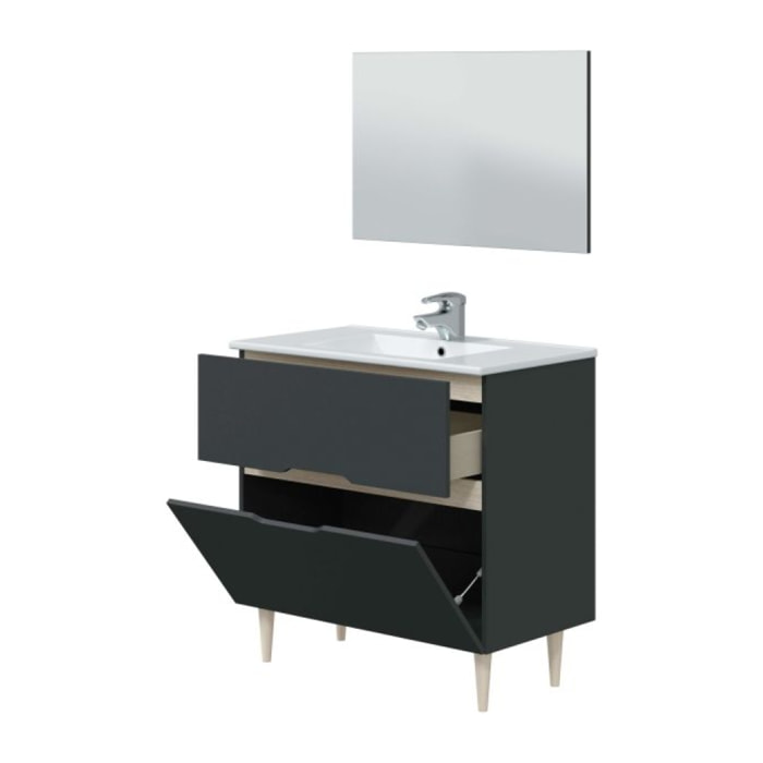 Mueble de baño Lotto 80 Antracita - Roble