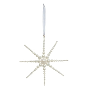 Décoration de sapin étoile perles nacre 13cm